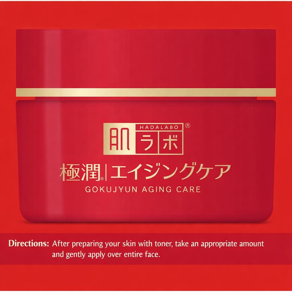 Hada Labo Gokujyun Medicated Firming Cream – كريم علاجي لشدّ البشرة وتقليل التجاعيد + ترطيب مكثّف بتركيبة ثلاثية الهيالورونيك – صنع في اليابان