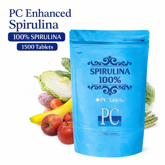 سبيرولينا يابانية معزّزة بالفيكوسيانين (5%) – 1500 قرص لدعم الطاقة والمناعة – سوبر فود غني بالبروتين والفيتامينات - صنع في اليابان