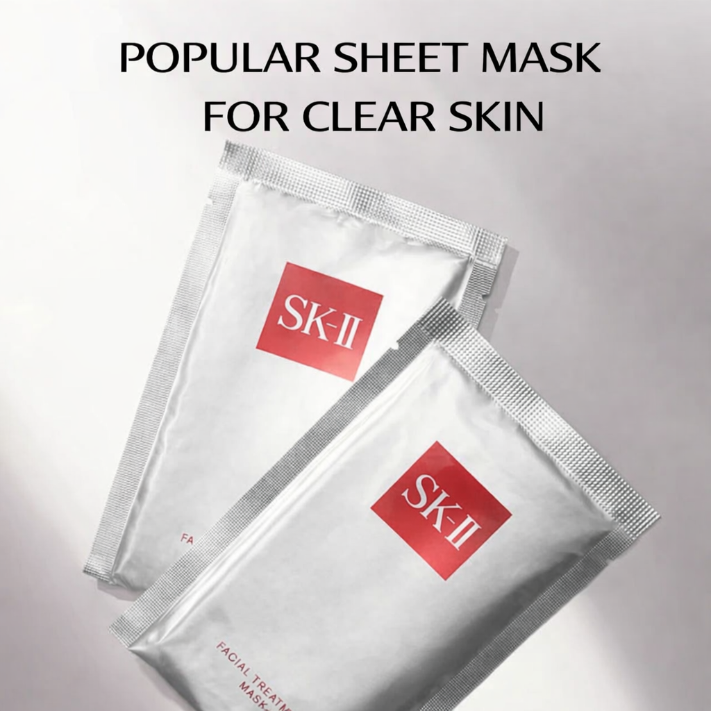 SK-II Facial Treatment Mask Pack – ماسك فاخر بتركيز عالٍ من Essence (30ml لكل ماسك) للعناية العميقة بالترطيب، إشراقة البشرة، مقاومة الجفاف وتحسين مظهر المسام – صنع في اليابان