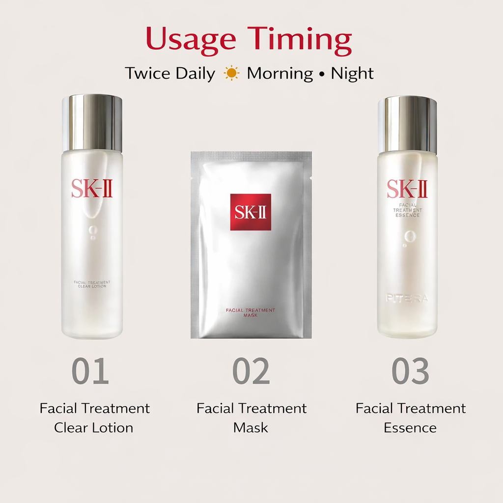 SK-II Facial Treatment Mask Pack – ماسك فاخر بتركيز عالٍ من Essence (30ml لكل ماسك) للعناية العميقة بالترطيب، إشراقة البشرة، مقاومة الجفاف وتحسين مظهر المسام – صنع في اليابان