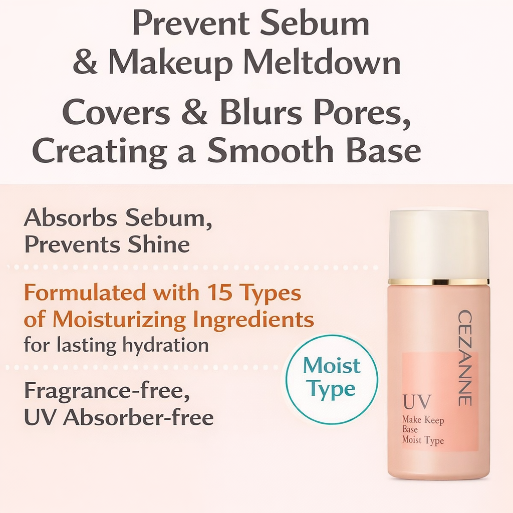 CEZANNE Anti-Sebum UV Primer Light Blue – برايمر ياباني للتحكّم باللمعان وتنعيم المسام بملمس حريري + حماية SPF28