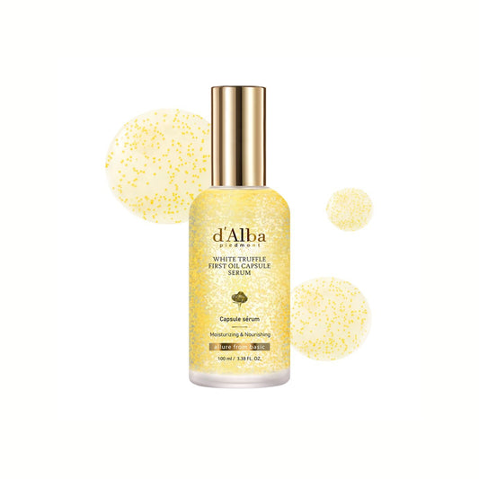 d'Alba White Truffle Oil Capsule Serum – سيروم الكبسولات بزيت الكمأة البيضاء لترطيب عميق، تفتيح، و Glow فوري (40K كبسولة فيتامين) - صنع في كوريا الجنوبية وارد اليابان