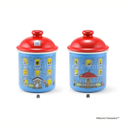 علبة تخزين ديكورية Fuji Horo Moomin House Canister – سعة تخزينية 0.5 لتر – من الفولاذ المطلي بالمينا عالية الجودة – صنع في اليابان