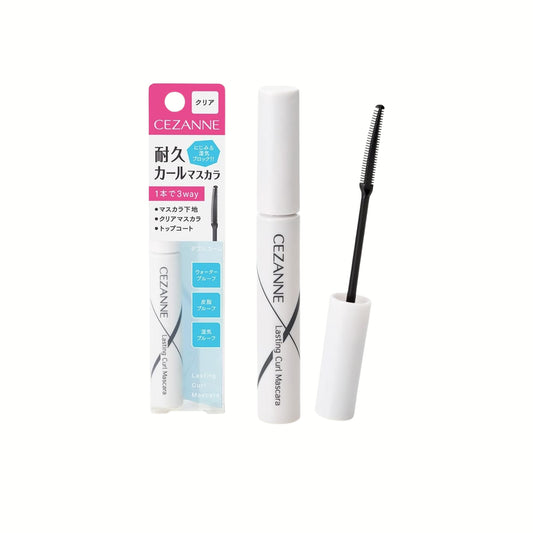 Cezanne Lasting Curl Mascara – ماسكارا 3-in-1 لرفع وتطويل الرموش | مقاومة للماء والعرق والدموع | ثبات قوي وكيرل يدوم طوال اليوم | فرشاة Double Comb + ألياف 2mm | إصدار اليابان 🇯🇵