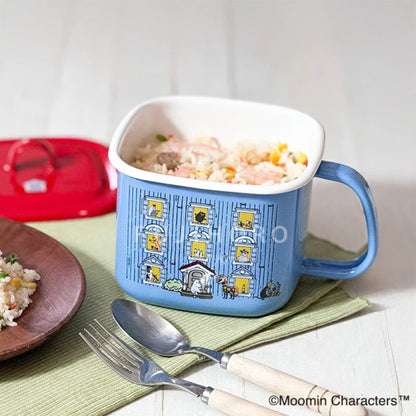 علبة تخزين ديكورية Fuji Horo Moomin House Canister – سعة تخزينية 0.5 لتر – من الفولاذ المطلي بالمينا عالية الجودة – صنع في اليابان