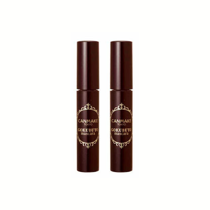 [بكج من قطعتين] Canmake Tokyo Gokubuto Mascara – ماسكارا تكثيف ورفع للرموش بتركيبة مقاومة للماء، حجم كبير بدون تكتّل، فرشاة منحنية لالتقاط كل رمش – سهلة الإزالة بالماء الدافئ – صناعة يابانية
