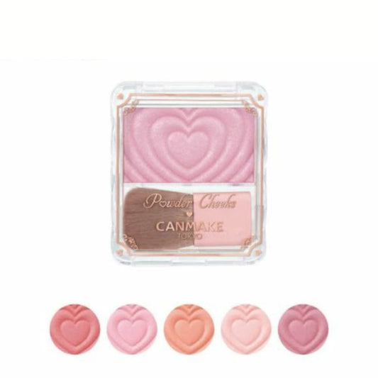 Canmake Powder Cheeks – بودرة خدود يابانية بلون نقي ولمعة لؤلؤية راقية | ثبات يدوم طويلاً وقوام ناعم يندمج بسلاسة | غنيّة بسيراميد وزيوت نباتية مغذية | مناسبة للبشرة الفاتحة والحنطية والسمراء | صنع في اليابان
