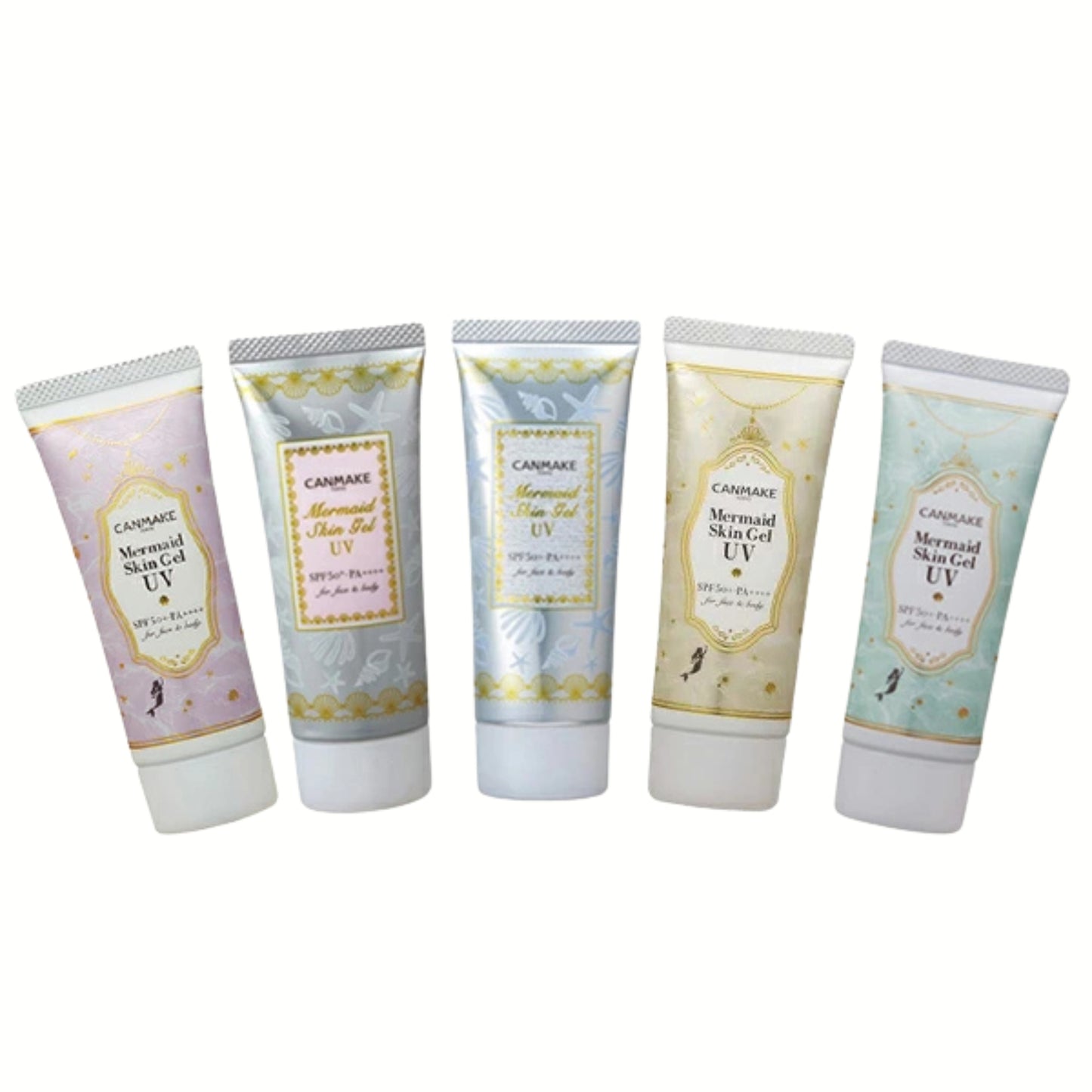 Canmake Mermaid Skin Gel UV SPF50+ PA++++ – واقي شمس جل فائق الخفة بتركيبة 83% سيروم، تفتيح وترطيب، حماية قصوى، بدون لزوجة، مناسب للوجه والجسم ولجميع أنواع البشرة