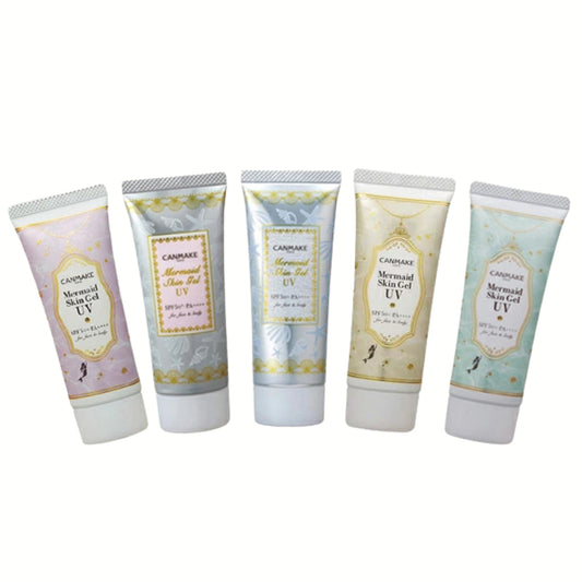 Canmake Mermaid Skin Gel UV SPF50+ PA++++ – واقي شمس جل فائق الخفة بتركيبة 83% سيروم، تفتيح وترطيب، حماية قصوى، بدون لزوجة، مناسب للوجه والجسم ولجميع أنواع البشرة