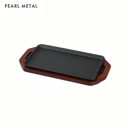 جريل من حديد الزهر مع قاعدة من الخشب الطبيعي ومقبض | من العلامة التجارية اليابانية Pearl Metal | وارد اليابان