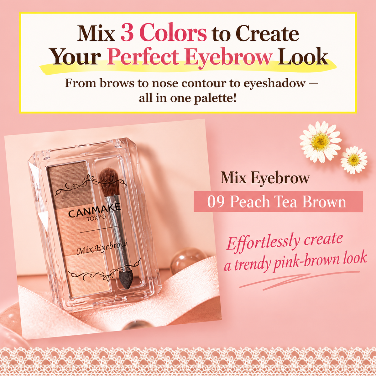 CANMAKE Mix Eyebrow – بودرة حواجب 3 درجات قابلة للدمج والتحديد