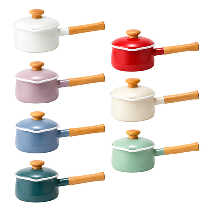 FUJIHORO Japan Enamel Milk Pan 15cm – قدر حليب مينا بغطاء | 1.2 لتر