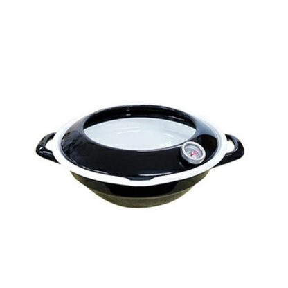 FUJIHORO Japan Tempura Enamel Pot 24cm – قدر قلي من المينا مع مقياس حرارة وحاجز منع تناثر الزيت | 2.8 لتر