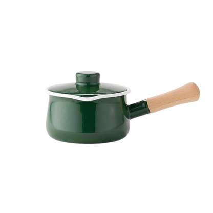 FUJIHORO Japan Solid Series Enamel Milk Pan 15cm – قدر مينا بغطاء | 1.2 لتر