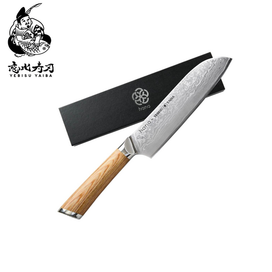 مجموعة سكاكين hana by YEBISU YAIBA اليابانية بنصال VG-10 Damascus ومقابض White Oak بستة أنواع مختلفة