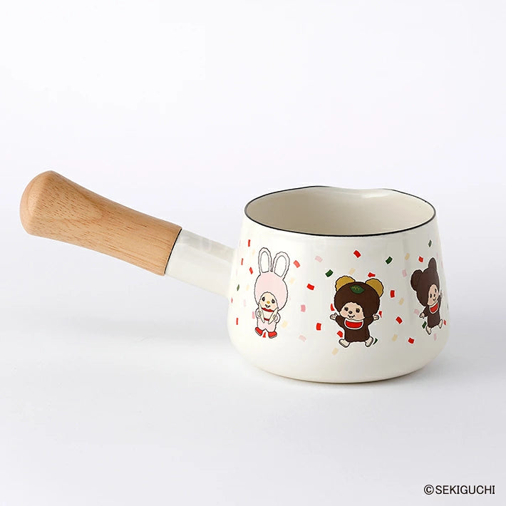 FUJIHORO Monchhichi Enamel Milk Pan 12cm – قدر مينا Let's! Parade إصدار  | 0.75 لتر