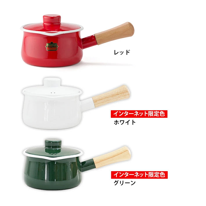 FUJIHORO Japan Solid Series Enamel Milk Pan 15cm – قدر مينا بغطاء | 1.2 لتر