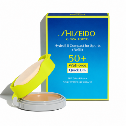 درجات SHISEIDO BB Compact for Sports QD الثلاث Light وMedium وMedium Dark لاختيار اللون الأقرب للبشرة